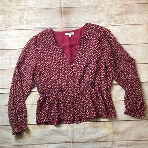 Madewell Burgundy Floral Blouse 🩵